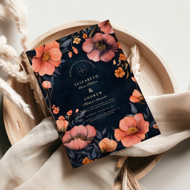 Invitation Élégance gothique Florale Mariage (Créateur téléchargé)