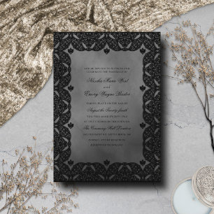 Invitation Élégance gothique Mariage de dentelle ornée monoch