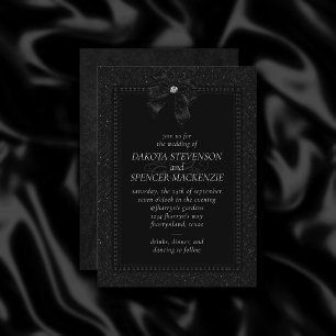 Invitation Élégance gothique   Onyx Black Bow Moody Mariage