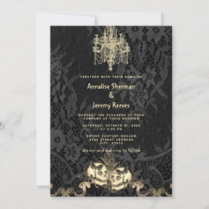 Invitation Élégance gothique Squelette Halloween Mariage
