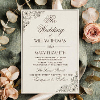 Invitation Élégance Intemporelle Suite de Mariage Florale Min