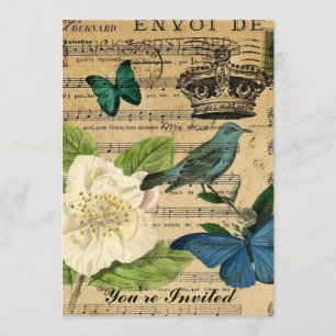 Invitation élégance minable de rose de notes de musique