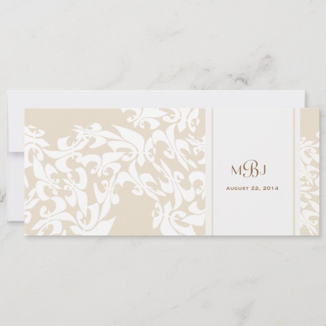 Invitation Élégance moderne Ecru Fleur de Lis Mariage (Devant)