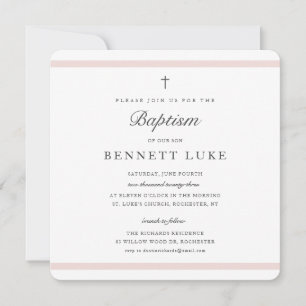 Invitation Elégance Moderne Fille Baptême