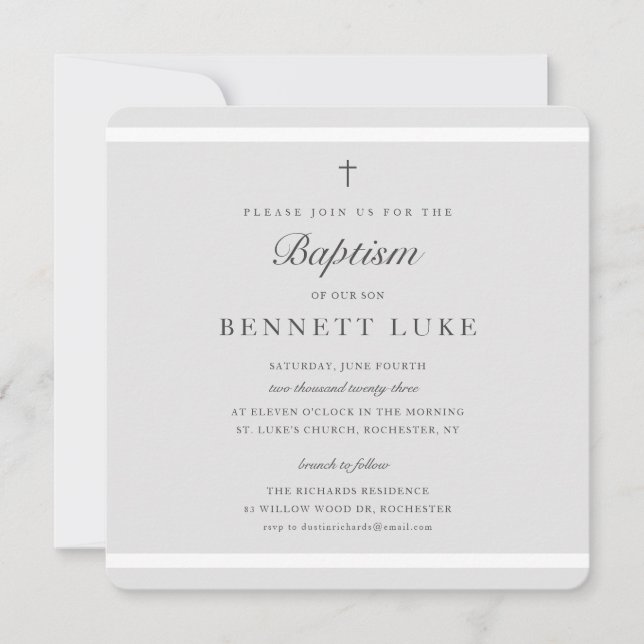 Invitation Elégance moderne garçons ou filles Baptême (Devant)
