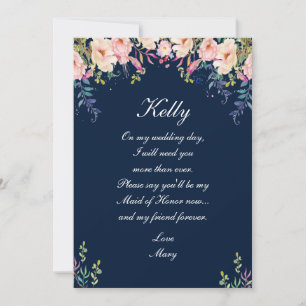 Invitation Élégance Moderne Rose Floral Maid Of Honor