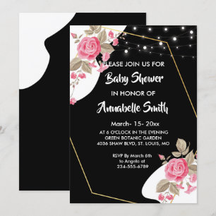 Invitation Elégance moderne Rose Floral string li Baby shower