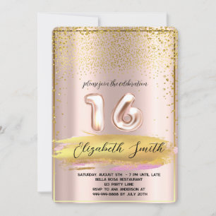 Invitation Elégance or, sweet sixteen or rose