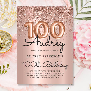 Invitation Elegance Rose Gold Parties scintillant Balloon 100