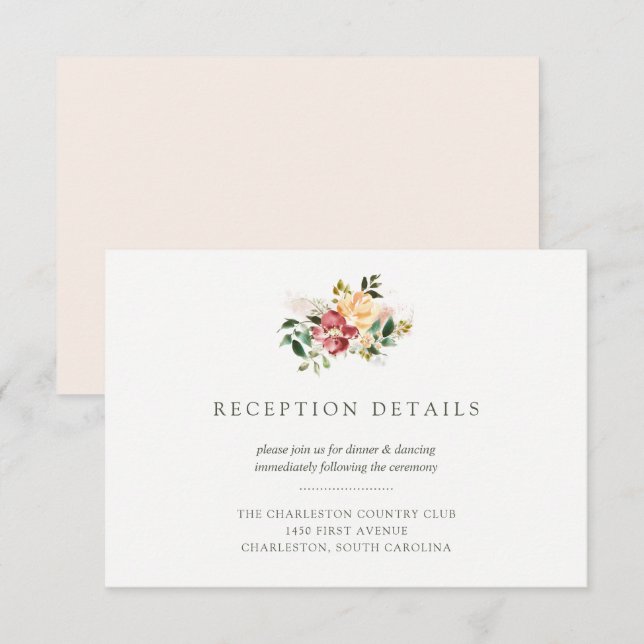 Invitation Élégance Rustique | Détails de Réception de Mariag (Devant / Derrière)