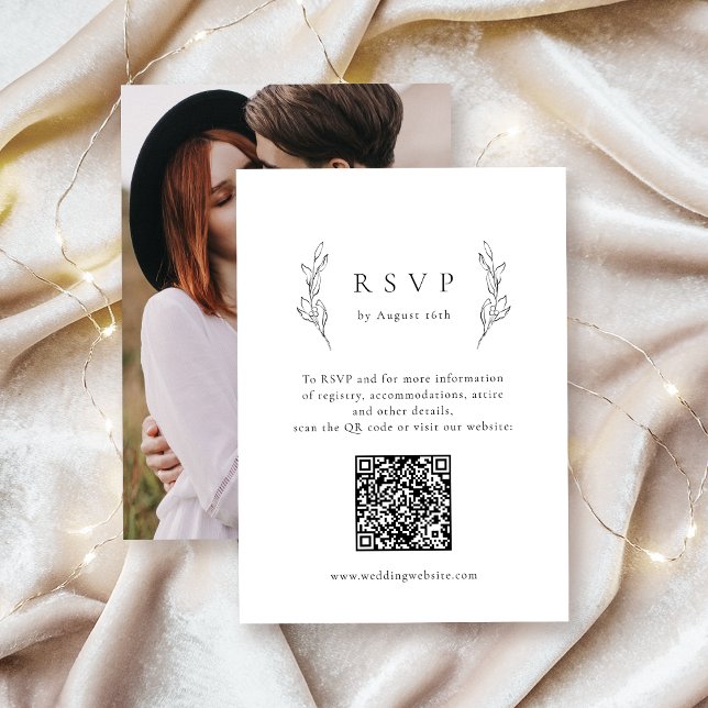 Invitation Elégance simple botanique verdure mariage de code  (Simple elegance botanical greenery QR code wedding Invitation)