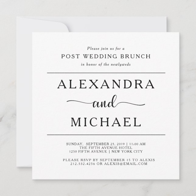 Invitation Élégance simple | Brunch minimaliste Mariage (Devant)