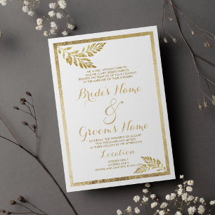Invitation Élégance simple feuille blanche Mariage floral