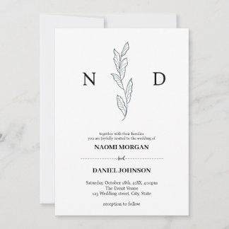 Invitation Élégance simple monogramme botanique moderne
