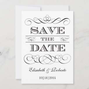 Invitation Élégance simple Noir et blanc Enregistrer la date