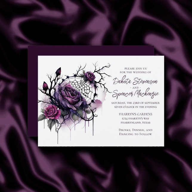 Invitation Élégance Spiderweb | Déplaisant Beau Rose Floral (Créateur téléchargé)