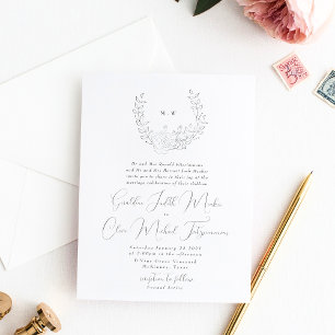 Invitation Élégance subtile   Mariage de monogramme de couron