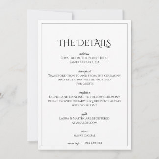 Invitation Elegance Texte classique basé sur les détails