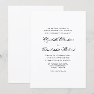 Invitation Élégance traditionnelle compacte (Réception à suiv