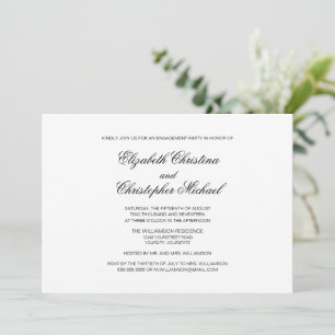 Invitation Élégance Traditionnelle Noir et Blanc Engagement