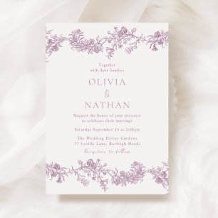 Invitation Élégance vintage : Rose Dusty Blush Floral Mariage