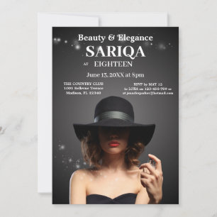 Invitation "Elégant 18ème anniversaire - Beauté et grâce