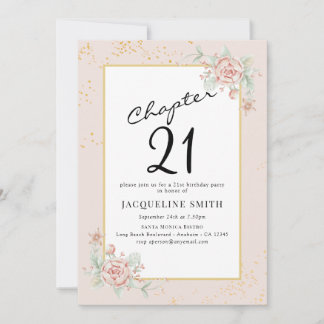 Invitation Élégant 21e anniversaire de florale