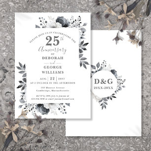 Invitation Élégant 25e anniversaire Mariage de la florale d'a