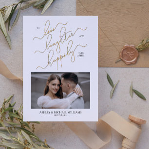 Invitation Élégant 2 Photo QR Code Script Heureusement Jamais