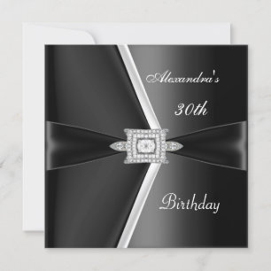 Invitation Elégant 30e anniversaire Black White Diamond