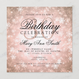 Invitation Élégant 30e anniversaire Cuivre Hiver Wonderland