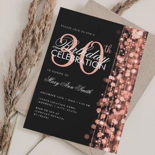 Invitation Elégant 30e anniversaire Glam Étincelles Rose Gold