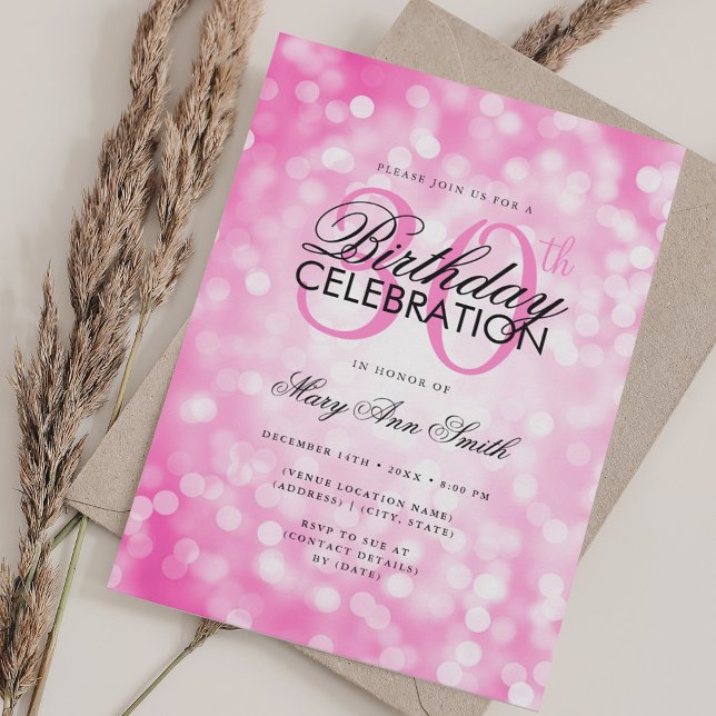 Invitation Élégant 30e anniversaire Glam Hot rose Shimmer Lum (Elegant 30th Birthday Glam Hot Pink Shimmer Light Invitation)