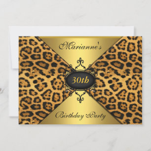 Invitation Elégant 30e anniversaire Leopard Black Antique Jew