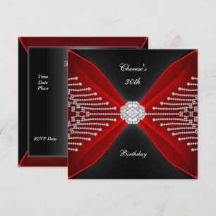 Invitation Elégant 30e anniversaire noir Rich Diamant rouge