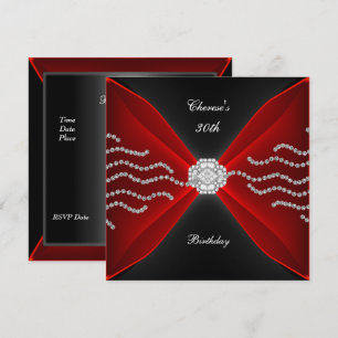 Invitation Elégant 30e anniversaire noir Rich Diamant rouge 2