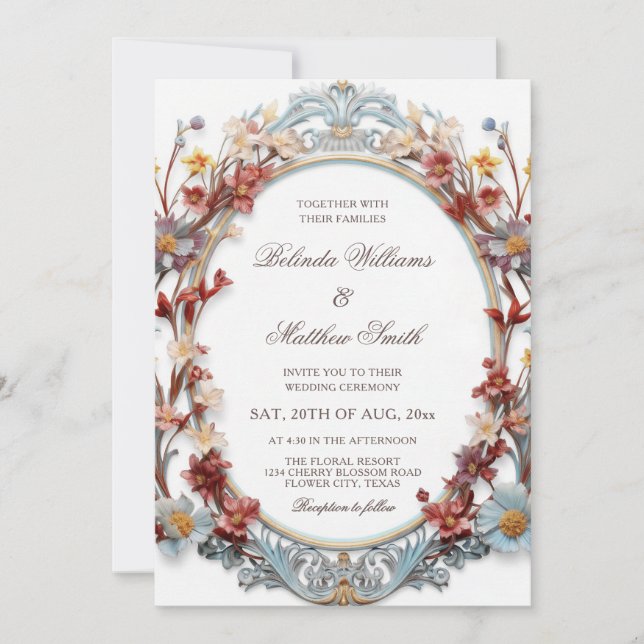 Invitation  Elegant 3D Victorian Floral Frame (Devant)