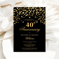 Élégant 40e anniversaire de Mariage noir et or
