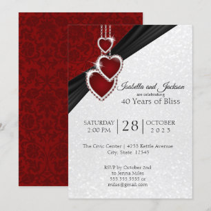 Invitation Elégant 40ème anniversaire de Ruby