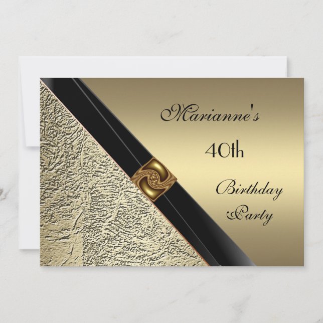 Invitation Elegant 40th Birthday Bronze Metal (Front)
