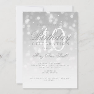 Invitation Elegant 40th Birthday Silver Bokeh Sparkle Lights