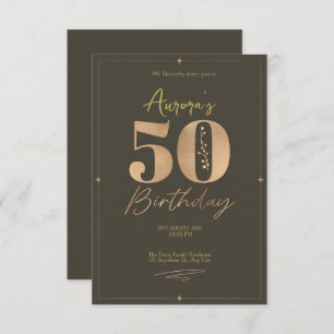 Invitation Elégant 50e anniversaire Brown et beige