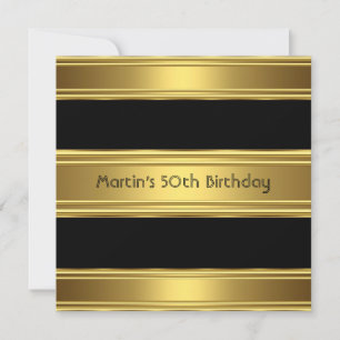 Invitation Élégant 50e anniversaire de fête Black Gold Mans