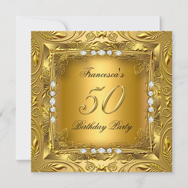 Invitation Élégant 50e anniversaire de la fête Elite Diamants (Devant)