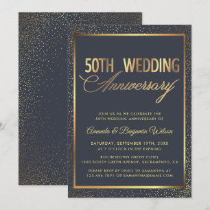 Invitation Élégant 50e anniversaire de Mariage