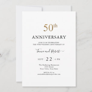 Invitation Élégant 50e anniversaire de Mariage