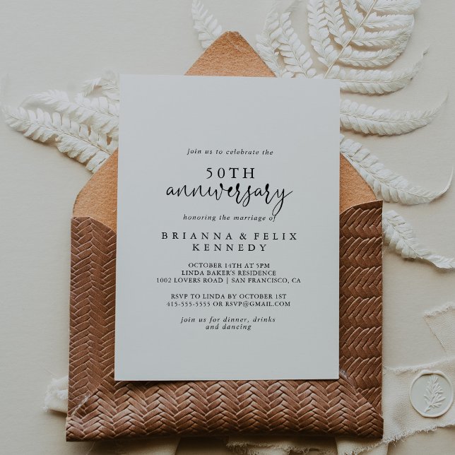 Invitation Élégant 50e anniversaire de mariage  (Créateur téléchargé)