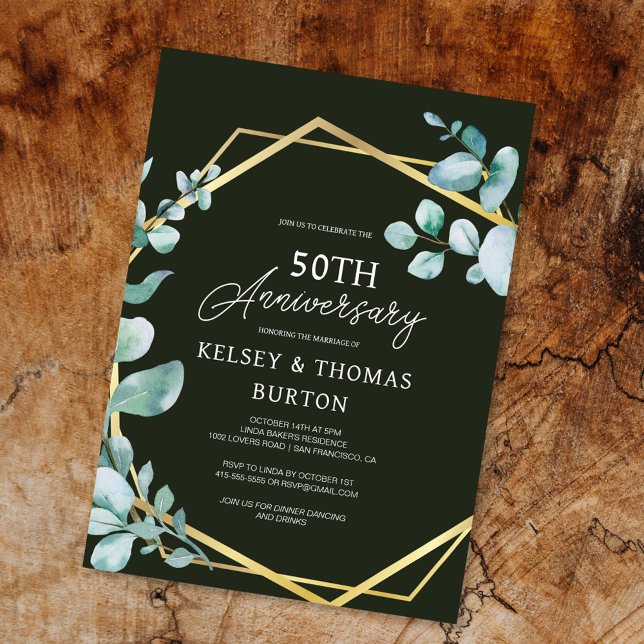 Invitation Élégant 50e anniversaire de Mariage de la florale  (Créateur téléchargé)