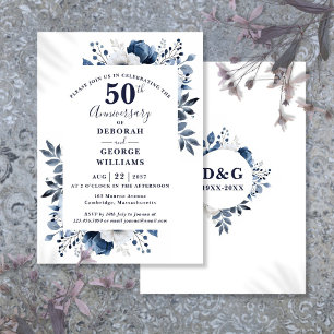 Invitation Élégant 50e anniversaire de Mariage de la marine