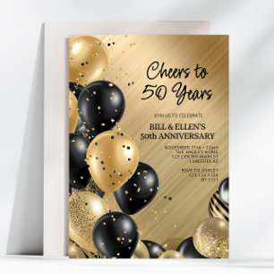 Invitation Élégant 50e anniversaire de Mariage Gold